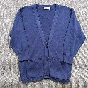 Vintage Duvet Cardigan Women's M Blue V-Neck Button Front 90s Casual Layering
